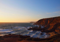 Sunset at Bodega Head, Sonoma county coastline looking north